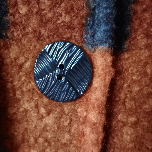 Ali Miles Women's Large Buffalo Plaid 3/4 sleeve Fuzzy Peacoat - Picture 11 of 12